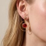 18K gold plated 316L stainless steel round glass crystal hoop drop earrings wholesale