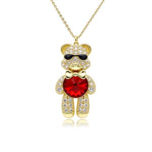 Pavé teddy bear pendant wearing sunglasses with round Swarovski Element center crystal wholesale
