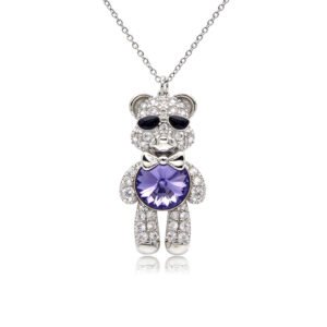 Pavé teddy bear pendant wearing sunglasses with round Swarovski Element center crystal wholesale