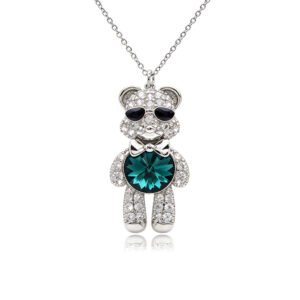 Pavé teddy bear pendant wearing sunglasses with round Swarovski Element center crystal wholesale