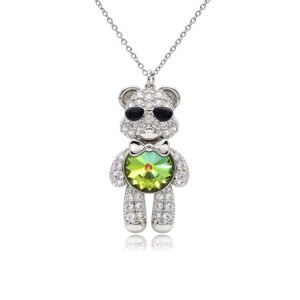Pavé teddy bear pendant wearing sunglasses with round Swarovski Element center crystal wholesale