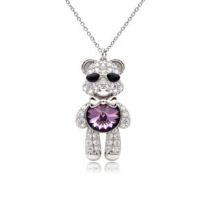 Pavé teddy bear pendant wearing sunglasses with round Swarovski Element center crystal wholesale