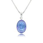 Silver oval pendant necklace featuring a brilliant facet-cut Swarovski Element crystal wholesale