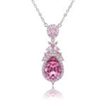 Silver vintage teardrop pendant necklace with ornate micro-pavé halo and Swarovski Element crystal wholesale