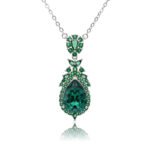 Silver vintage teardrop pendant necklace with ornate micro-pavé halo and Swarovski Element crystal wholesale
