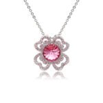 Silver four leaf clover pendant necklace with micro-pavé frame and round Swarovski Element crystal wholesale