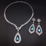 Silver statement necklace and drop earrings set with marquise and teardrop Swarovski Element crystals wholesale