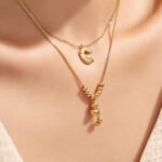 316L stainless steel initial tag double layer chain and silhouette pendant necklace collection wholesale