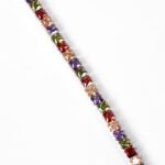 Multicolor princess cut cubic zirconia tennis bracelet in silver-tone setting