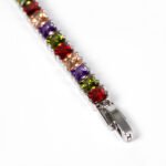 Multicolor princess cut cubic zirconia tennis bracelet in silver-tone setting