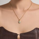 18K gold plated 316L stainless steel coastal ocean mother-of-pearl star, drop, and seashell enamel pendant necklace wholesale