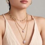 316L stainless steel cubic zirconia charm station necklace wholesale