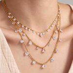 316L stainless steel cubic zirconia charm station necklace wholesale