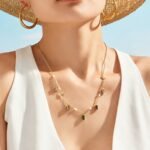 18K gold plated 316L stainless steel rectangle glass crystal charm necklace wholesale