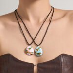 18K gold plated 316L stainless steel vintage oval oil-drip enamel dragonfly pendant adjustable black cord necklace wholesale