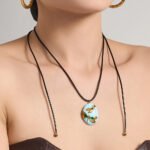 18K gold plated 316L stainless steel vintage oval oil-drip enamel dragonfly pendant adjustable black cord necklace wholesale