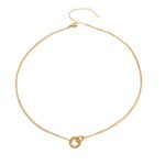 316L stainless steel interlocking double circle ring dual chain pendant necklace wholesale