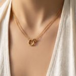 316L stainless steel interlocking double circle ring dual chain pendant necklace wholesale