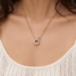 316L stainless steel interlocking double circle ring dual chain pendant necklace wholesale
