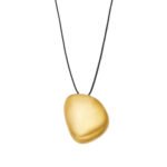 18K gold and silver plated 316L stainless steel organic pebble pendant adjustable black cord statement necklace wholesale