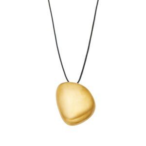 18K gold and silver plated 316L stainless steel organic pebble pendant adjustable black cord statement necklace wholesale