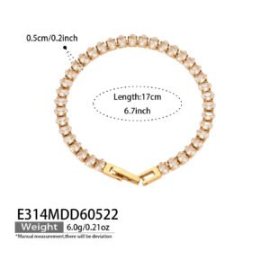 18K gold plated 316L stainless steel oval cut colorful cubic zirconia tennis chain necklace and bracelet set wholesale