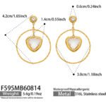 18K gold plated 316L stainless steel heart glass crystal hoop drop earrings wholesale
