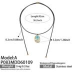 18K gold plated 316L stainless steel coastal ocean seashell pearl oil-drip enamel pendant adjustable black cord choker necklace wholesale