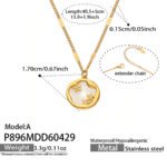 18K gold plated 316L stainless steel celestial CZ star CZ mother of pearl inlay medallion pendant necklace wholesale