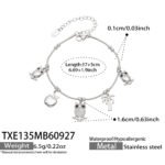 18K gold plated 316L stainless steel whimsical pave CZ owl apple palm tree charm necklace and bracelet set wholesale