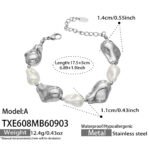 Gold and silver plated chunky irregular molten metal and baroque pearl statement necklace and bracelet set in stainless steel