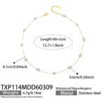 18K gold plated 316L stainless steel natural irregular gemstone and pearl beaded station chain layered necklace wholesale