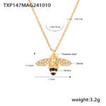 316L stainless steel enamel and cubic zirconia honeybee necklace earrings bracelet ring wholesale