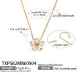 18K gold plated 316L stainless steel heart cut cubic zirconia flower necklace bracelet ring drop earrings set wholesale