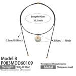 18K gold plated 316L stainless steel coastal ocean seashell pearl oil-drip enamel pendant adjustable black cord choker necklace wholesale