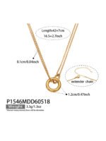 316L stainless steel interlocking double circle ring dual chain pendant necklace wholesale