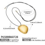 18K gold and silver plated 316L stainless steel organic pebble pendant adjustable black cord statement necklace wholesale