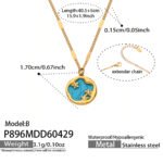 18K gold plated 316L stainless steel celestial CZ star CZ mother of pearl inlay medallion pendant necklace wholesale