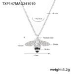 316L stainless steel enamel and cubic zirconia honeybee necklace earrings bracelet ring wholesale