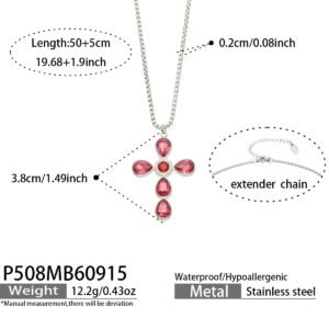 18K gold plated 316L stainless steel pear cut glass crystal cross pendant necklace wholesale