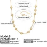 18K gold plated 316L stainless steel bezel set cubic zirconia station necklace wholesale