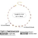 18K gold plated 316L stainless steel natural irregular gemstone and pearl beaded station chain layered necklace wholesale