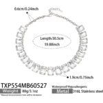18K gold plated 316L stainless steel emerald cut glass crystal statement necklace bracelet and earrings set wholesale