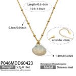 18K gold plated 316L stainless steel coastal enamel seashell pearl charm pendant layered chain necklace wholesale