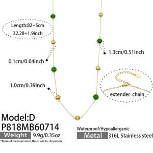 18K gold plated 316L stainless steel long glass crystal station necklace wholesale