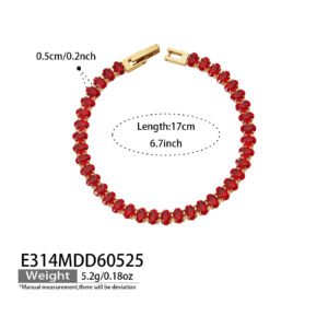 18K gold plated 316L stainless steel oval cut colorful cubic zirconia tennis chain necklace and bracelet set wholesale