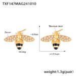 316L stainless steel enamel and cubic zirconia honeybee necklace earrings bracelet ring wholesale