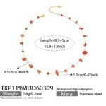 18K gold plated 316L stainless steel natural irregular gemstone and pearl beaded station chain layered necklace wholesale