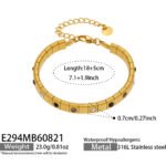 Gold and silver textured flexible stretch chain bracelet set with colorful and clear cubic zirconia in 316L stainless steel