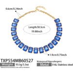 18K gold plated 316L stainless steel emerald cut glass crystal statement necklace bracelet and earrings set wholesale
